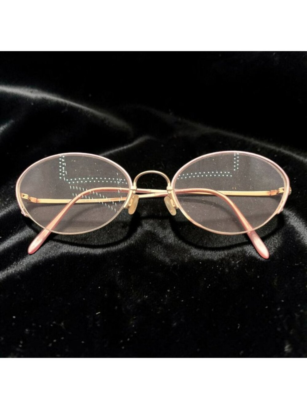 Vintage Tura Japan MOD M725 BLU 50D18 Eyeglass Frames Oval Pink Gold Metal